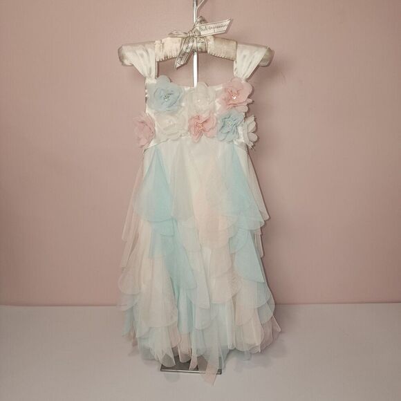 Girls' Boutique Easter Dress Biscotti Multicolor Satin and Tulle Size 4 - Picture 5 of 10